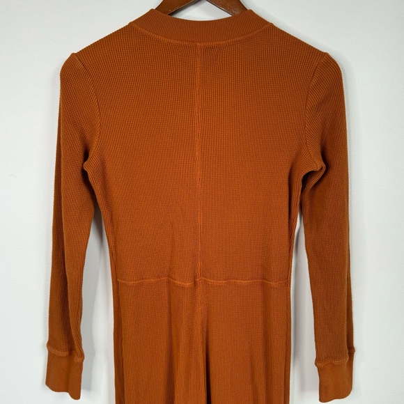 Everlane Cotton the Waffle Knit Onesie One Piece Loungewear Jumpsuit Dark Honey - Picture 6 of 10